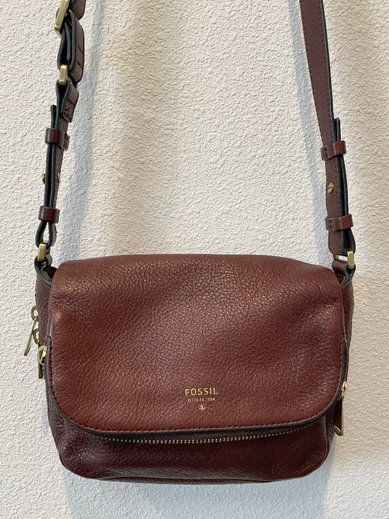 Fossil Preston Brown Leather expandable crossbody bag - Picture 1 of 9